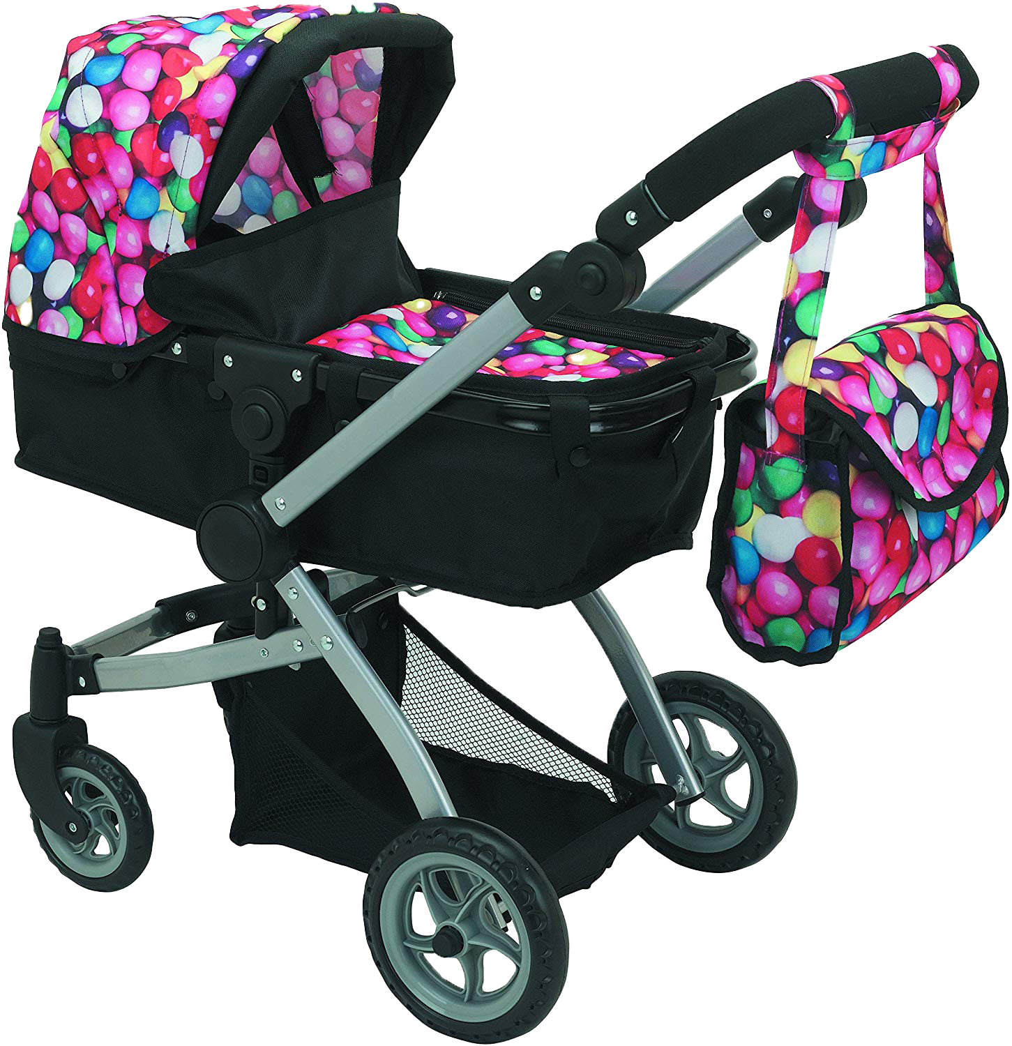 9651-B Bugaboo DOLL Bassinet Stroller with Diaper Bag and Swivel Wheels- Gumball