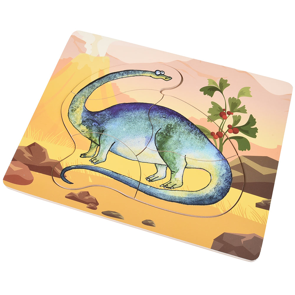 Dinosaur Friends Wooden Puzzles | Set of 5 with Easy-Grasp Raised Pieces
