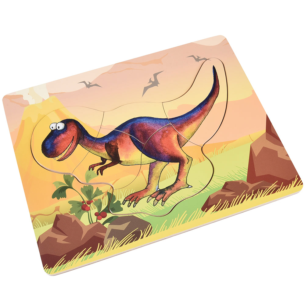 Dinosaur Friends Wooden Puzzles | Set of 5 with Easy-Grasp Raised Pieces