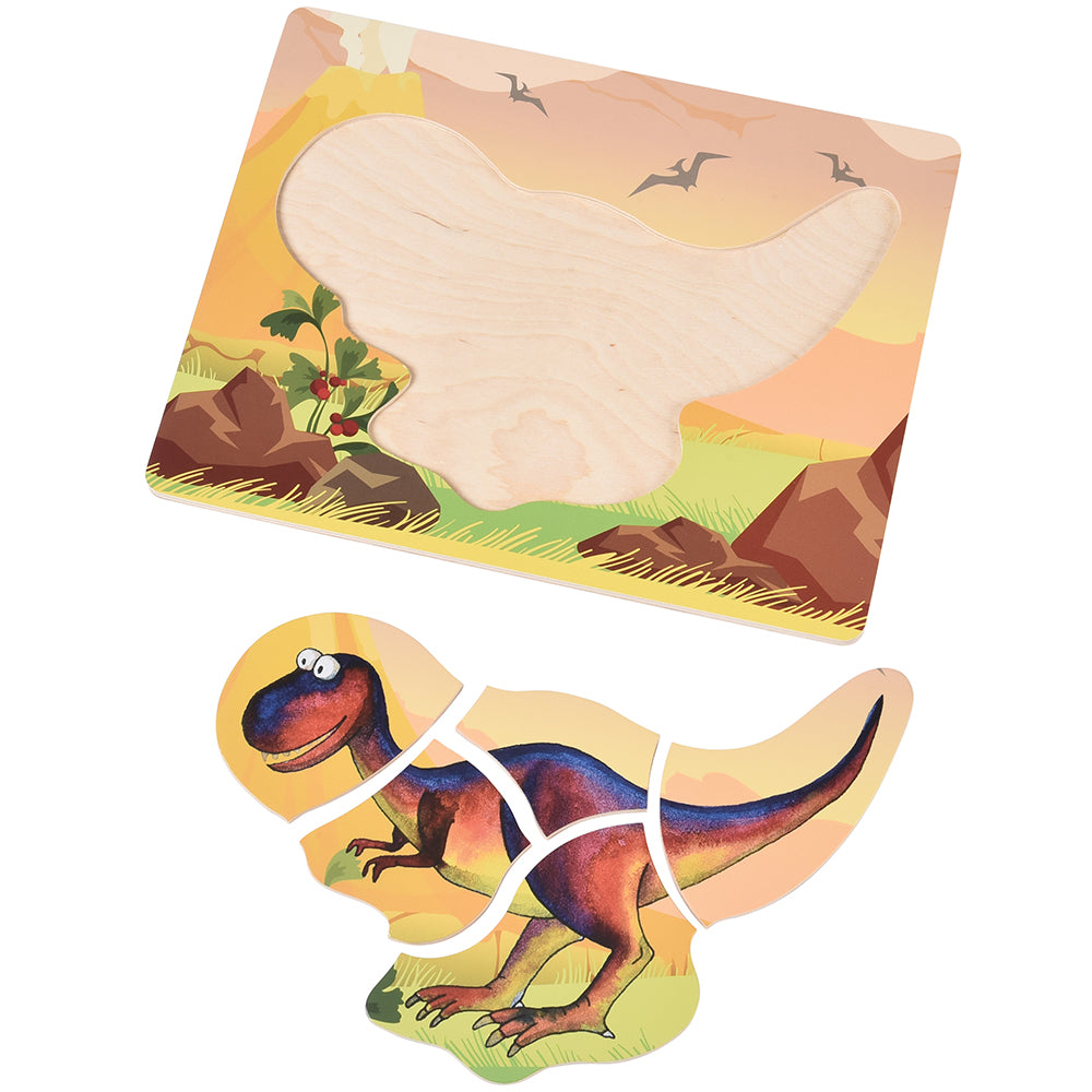 Dinosaur Friends Wooden Puzzles | Set of 5 with Easy-Grasp Raised Pieces