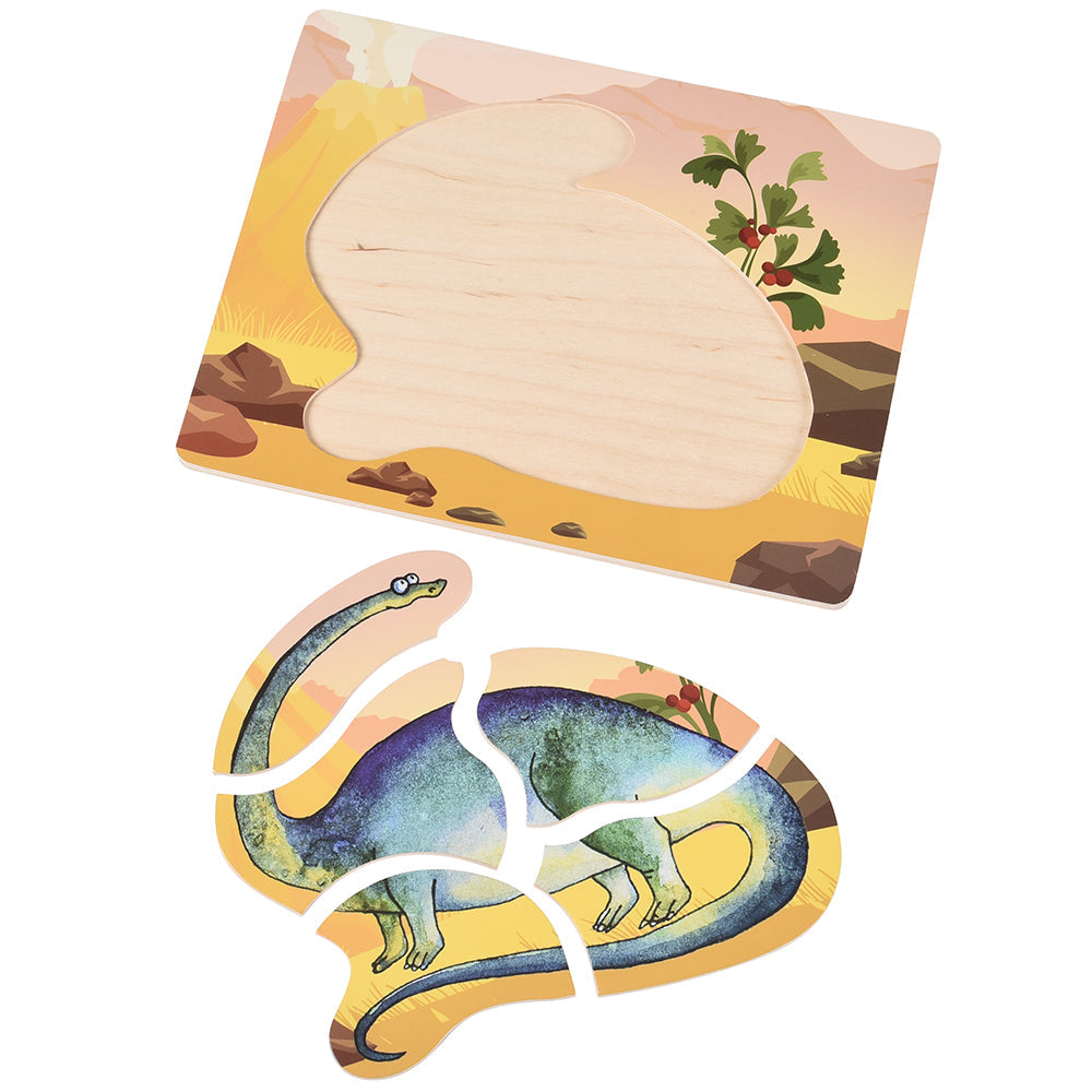Dinosaur Friends Wooden Puzzles | Set of 5 with Easy-Grasp Raised Pieces