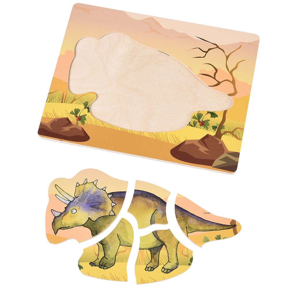 Dinosaur Friends Wooden Puzzles | Set of 5 with Easy-Grasp Raised Pieces