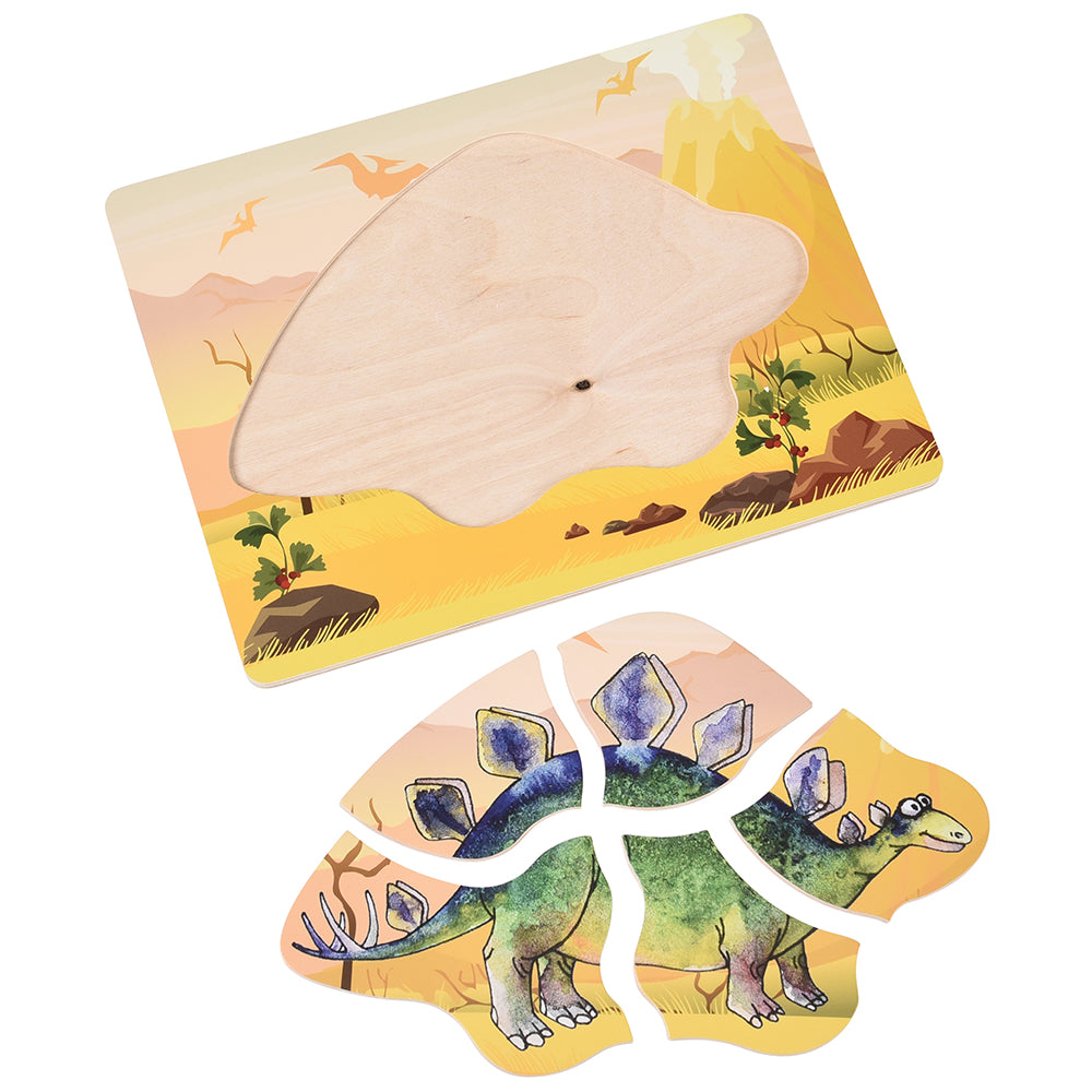 Dinosaur Friends Wooden Puzzles | Set of 5 with Easy-Grasp Raised Pieces