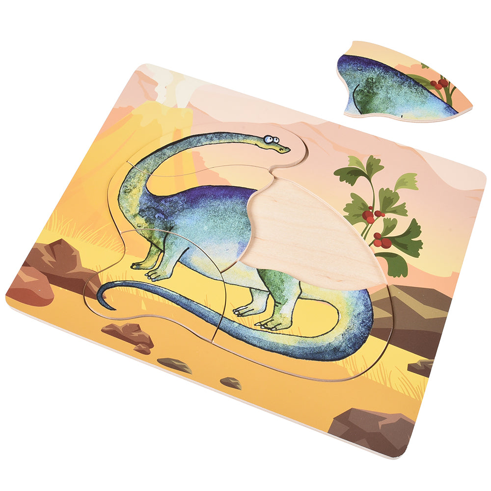 Dinosaur Friends Wooden Puzzles | Set of 5 with Easy-Grasp Raised Pieces