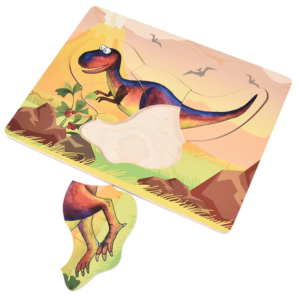 Dinosaur Friends Wooden Puzzles | Set of 5 with Easy-Grasp Raised Pieces